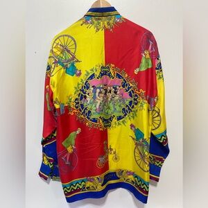 Authentic Versace Sports Bicycle Themed Silk Button Up Shirt